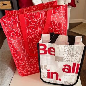Lululemon Red and White Reusable Bags Set